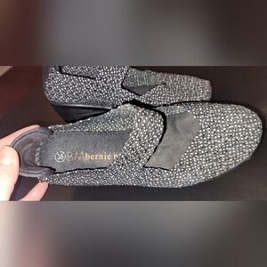 bernie mev. Black & White Speckled Knit Mary Jane Wedges